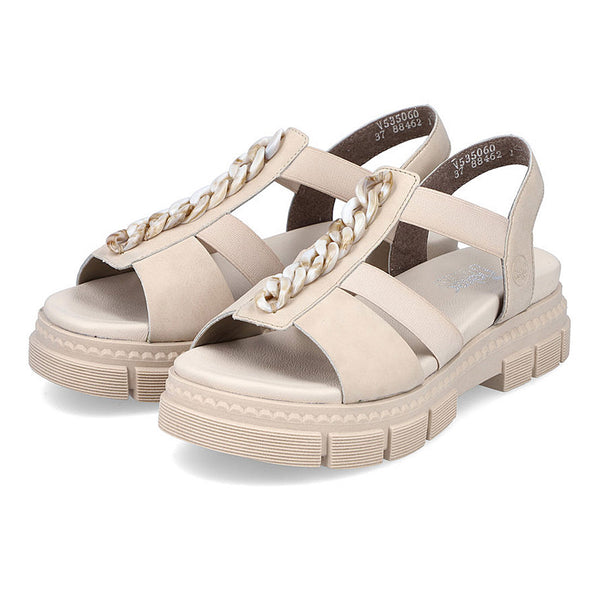 RIEKER beige sandal i imiteret skind